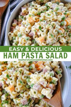 this ham pasta salad is loaded with lots of fresh ingredients and it's ready to be eaten