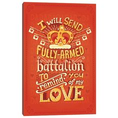 i will send fully - armed battatulation to remind you love metal print on red background