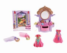 the doll is next to her dressing table and accessories