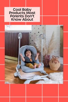 a man wearing a baby toy headband while changing a baby's diaper with the text "Cool Baby Products Most Parents Don't Know About"