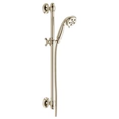 thermostaer shower faucet with hand shower head and handset in brushed brass