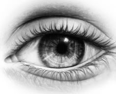 an eye is shown with long lashes and large eyelashes on the iris, as if it were