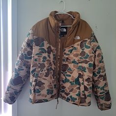 Up For Grabs Northface Camo Nuptse 96 700 Gently Worn Paid $360 For It Can't Beat This Deal And Also A Rear Jacket Coats North Face, North Face Nuptse, North Face Coat, The North Face Jackets, North Face Jackets, North Face Jacket, Green And Brown, North Face, The North Face