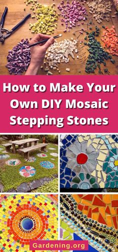 how to make your own diy mosaic stepping stones for garden art projects and crafts