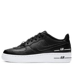 (GS) Nike Air Force 1 LV8 3 'Black' CJ4092-001 (AF1/SNKR/Retro/Skate/Casual/Low Top) White Sole Sneakers With Letter Print For Streetwear, Letter Print Sneakers With White Sole For Streetwear, Streetwear Sneakers With Letter Print And White Sole, Letter Print Lace-up Sneakers For Streetwear, Casual Skate Shoes With Letter Print For Sports, Streetwear Sneakers With Letter Print And Round Toe, Letter Print Lace-up Skate Shoes For Streetwear, Black Sneakers With Letter Print And Round Toe, Black Letter Print Sneakers With Round Toe