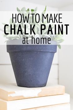 a potted plant with the words how to make chalk paint at home