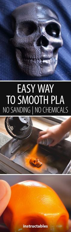 an orange being sliced into pieces with the words easy way to smooth pla no sanding, no chemicals