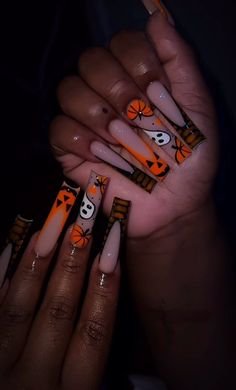 Acrylic Nail Designs Coffin, Holloween Nails, Halloween Acrylic, Halloween Acrylic Nails, Long Acrylic Nail Designs, Cute Acrylic Nail Designs, Dope Nail Designs