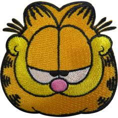 a close up of a yellow tiger face on a white background with black and pink accents