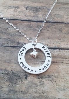 Personalized Necklace with Kids Names - hand stamped family jewelry - Choose from birthstones, heart, or cross charm by GracefullyMine on Etsy https://www.etsy.com/listing/167708134/personalized-necklace-with-kids-names Meaningful Nickel-free Jewelry, Meaningful Round Stainless Steel Jewelry, Nickel Free Open Heart Stainless Steel Jewelry, Nickel-free Open Heart Stainless Steel Jewelry, Nickel-free Stainless Steel Open Heart Jewelry, Stamped Sterling Silver Jewelry For Mom, Sterling Silver Stamped Jewelry For Mom, Everyday Hand Stamped Pendant Jewelry, Inspirational Nickel-free Stainless Steel Jewelry