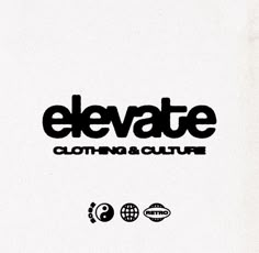 the logo for elevate clothing and culture is shown in black on a white background