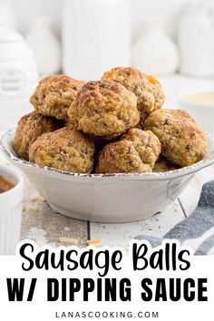 These classic Sausage Balls with Two Dipping Sauces are going to be the hit of your next get together! They’re super simple to make and are perfect for the holidays, game day, or just a neighborly gathering. Try them dipped in my honey mustard or spicy horseradish catsup sauce. Yum! Appitizer Ideas, Fancy Appetizer Recipes, Pork Bites, Spicy Dipping Sauce, Fancy Appetizers, Dipping Sauces Recipes, Breakfast Meals, Sausage Balls