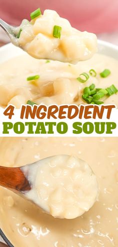 four ingredient potato soup in a white bowl