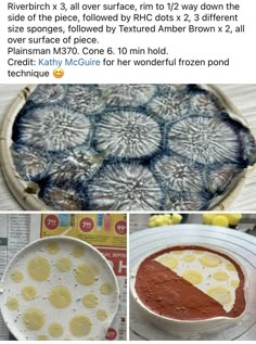 three different pictures showing how to make pies in the oven and then using cake mix