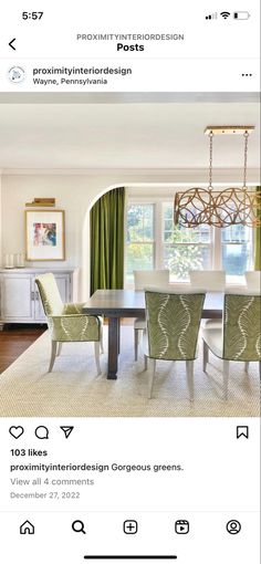 an image of a dining room table and chairs on the instagram page for pinterest