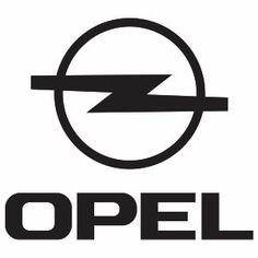 the opel logo is shown in black and white