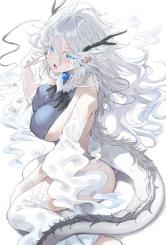 Demi Human, Fantasy Images, Monster Girl, Cute Anime Pics, White Hair, Fantasy Character Design, Interesting Art, Drake, Art Inspo