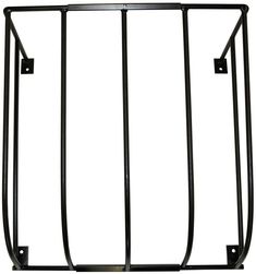 an iron gate with two bars on each side and one bar at the top, is shown