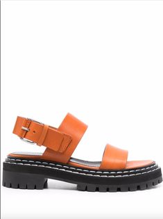 PROENZA SCHOULER Lug Sole Sandal Composition: 100% Calfskin Rubber Sole Color: Orange Fit: True to Size Proenza Schouler Shoes, Orange Sandals, Latest Sandal, Orange Fits, Toe Ring Sandals, Sole Shoes, Brown Sandals, Lug Sole, Proenza Schouler