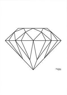 a black and white drawing of a diamond