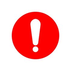 a red circle with a white exclamation on it