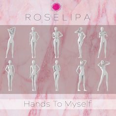 a pink marble background with the words roselipa hands to myself on it