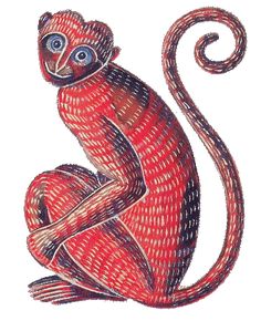 a drawing of a monkey sitting on the ground