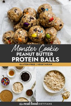 peanut butter protein balls with the title text above it