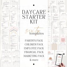 the day care starter kit is shown with its contents and instructions for each child to use