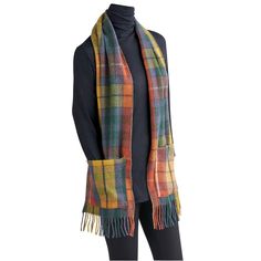 Patrick King Woollen Company Women's Merino Wool Scottish Tartan Pocket Scarf Key Features ●SCOTTISH TARTAN POCKET SCARF - Warm your neck and hands at the same time whenever you wear this soft, comfortable and stylish neck wrap. ●COZY DETAILS - Fine merino wool scarf features a handy pocket on each fringed end, and a fashionable plaid design that complements your fall and winter office attire or weekend casual wear. ●AUTHENTIC DESIGN - Elegant scarf is designed by Patrick King Woollen Co. with p Tartan Wool Skirt, How To Make A Scarf, Scarf Pockets, Fleece Accessories, Scarf Pocket, Pocket Scarf, Knee High Stockings, Pocket Scarves, Merino Wool Scarf