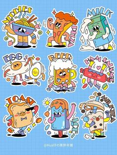 cartoon stickers with different types of characters