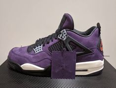 Tenis Jordan Retro, Jordan 4 Metallic Purple, Jordan 4 Travis Scott, Sneaker Bar, Shoes Wallpaper, Jordan 4s, Shoes Sneakers Jordans