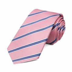 Exclusively ours! A classically designed vintage pink melvin stripe tie in a modern and slim-cut 2.5-inch width. Features a blue, pink and white pencil stripe. Add a matching pocket square for an especially stylish look. Product Features • Slim 2.5" width, at the widest point • 57" length, tip to tip • Made from 100% Polyester • Imported Classic Suit And Tie Accessories With Vertical Stripes, Classic Pink Tie For Black Tie Events, Pink Formal Tie, Classic Pink Tie For Business, Classic Pink Business Tie, Classic Pink Business Ties, Pink Standard Tie For Black Tie Events, Slim Tie, White Pencil