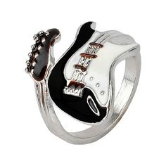 Includes: a ring Wedding Band Women Cactus Rings for Women Rings for Women Vintage Filled Ring Set Three Friendship Rings Size: One Size.  Color: Silver. Guitar Ring, Guitar Jewelry, Black And White Rings, Graduation Gifts For Guys, Graduation Rings, Mens Rings Fashion, Music Jewelry, Black And White Painting, Estilo Punk