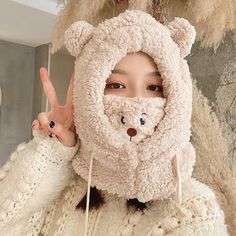 Sku CY-!119676 Material Cotton Feature Splicing Occasion Casual , Vacation , Vintage Seasons Spring , Autumn, Winter Type HatsCaps Color Khaki, White, Beige Size One size Bear Mask, Ear Cap, Teddy Bear Design, Bear Face, Fleece Hat, Bear Hat, Bear Ears, Baddie Makeup, Ear Hats