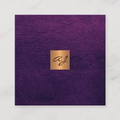 purple leather with gold foil monogrammed business card