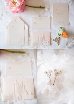 the wedding stationery is laid out and ready to be put into the bride's bouquet