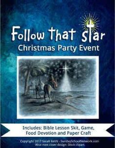 a flyer for a christmas party with an image of two people on horses and the words follow