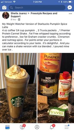 the starbucks drink is being used to make ice cream and coffee milkshakes on facebook