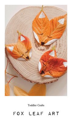 the fox leaf art project is made with toddler crafts