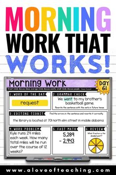 a poster with the words morning work on it