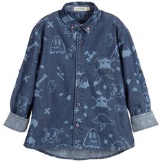 BILLYBANDIT Boys Blue Printed Cotton Chambray Shirt Chambray Shirt, Fall 2017