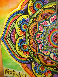 an art work with colorful colors and writing on it