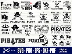 pirate svg files for cutting and cricking with the text pirates on it