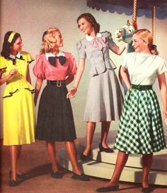 Timeless Fashion Jazz Era Fashion, Dirndl Skirt, Fashion 1940s, Junior Fashion, 1950s Style, 40s Fashion, Vintage Wardrobe