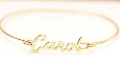 Vintage Name Bracelet  Carol by diamentdesigns on Etsy Vintage Gold Personalized Bracelets, Personalized Vintage Gold Bracelets, Retro Gold Bangle As Gift, Retro Gold Bangle As A Gift, Retro Gold Bangle For Gift, Retro Gold Bracelets As Gift, Carol Name, Name Bracelet Gold, Gold Name Bracelet