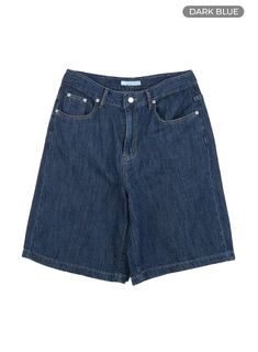 low-rise-jorts-cu417 / Dark blue Low Rise Jorts, Wide Fit Pants, Trendy Bottoms, Beige Top, Prom Outfits, Boatneck Sweater, Fashion Korean, Shrug Sweater, Plus Size Jeans