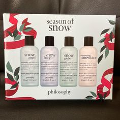 Brand New Philosophy 4 Pc Season Of Snow Gift Set. Perfect For The Philosophy Fan!!! Set Includes Four Bottles, 3 Oz Each In The Following Scents: Snow Angel, Snow Fairy, Snow Globe & Shimmering Snowlace. Please Feel Free To Contact Me With Any Questions. All Items From A Smoke Free Home. I Am Always Happy To Bundle And Combine Shipping Charges As Well As Offer Additional Savings For Multiple Items Purchased. Thanks So Much For Stopping By And Please Check Out My Other Listings! Philosophy Fresh Cream, Snow Gifts, Philosophy Amazing Grace, Snow Fairy, Snow Angel, Facial Exfoliator, Bath Set, Holiday Gift Sets, Snow Angels