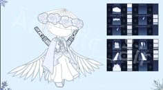 the paper doll is dressed in white and has flowers on her head, holding an umbrella