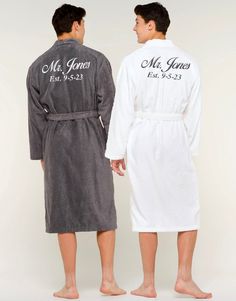 Gay Couple Robes, Customizable His and His Terry Cloth, Monogram Cotton for Same-Sex Couples Mr & Mr - Perfect Wedding or Anniversary Gift Looking for the perfect wedding gifts for two grooms? Look no further than "His and His" bathrobes set! Our luxurious and high-quality products are specifically designed for two men and make for an ideal present for any couple tying the knot. Made with the finest materials and attention to detail, our towels and bathrobes provide the perfect balance of comfor Two Grooms, Mr Perfect, Men's Robes, Groom Looks, Tying The Knot, Embroidered Monogram, Perfect Wedding Gift, Pajama Robe, Two Men